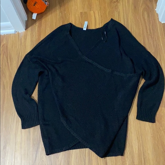 Black Wrap Sweater - Picture 2 of 2